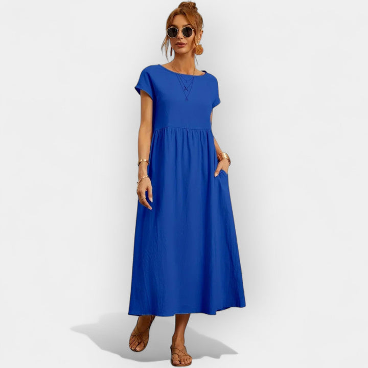 Méabh – Relaxed Cotton Floral Dress with Pockets