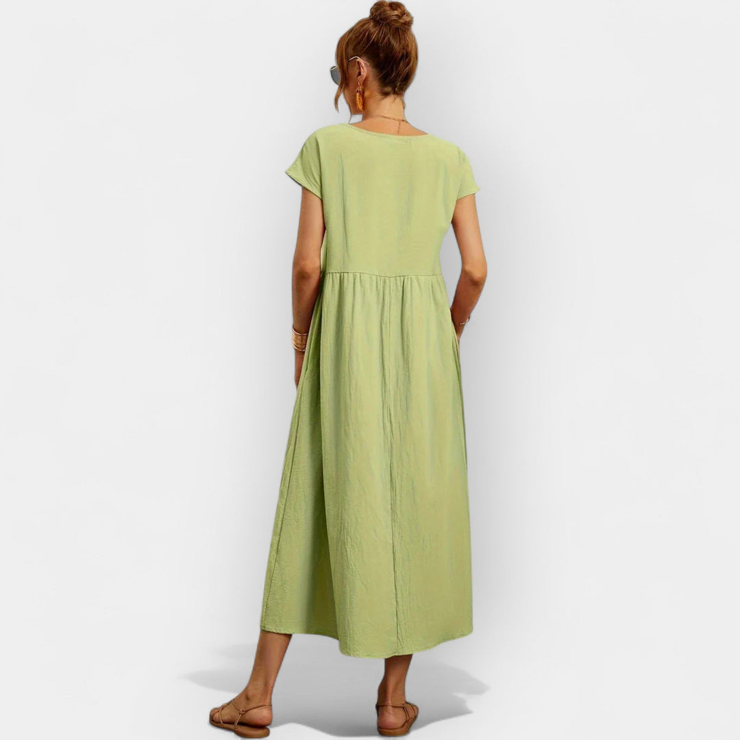 Méabh – Relaxed Cotton Floral Dress with Pockets