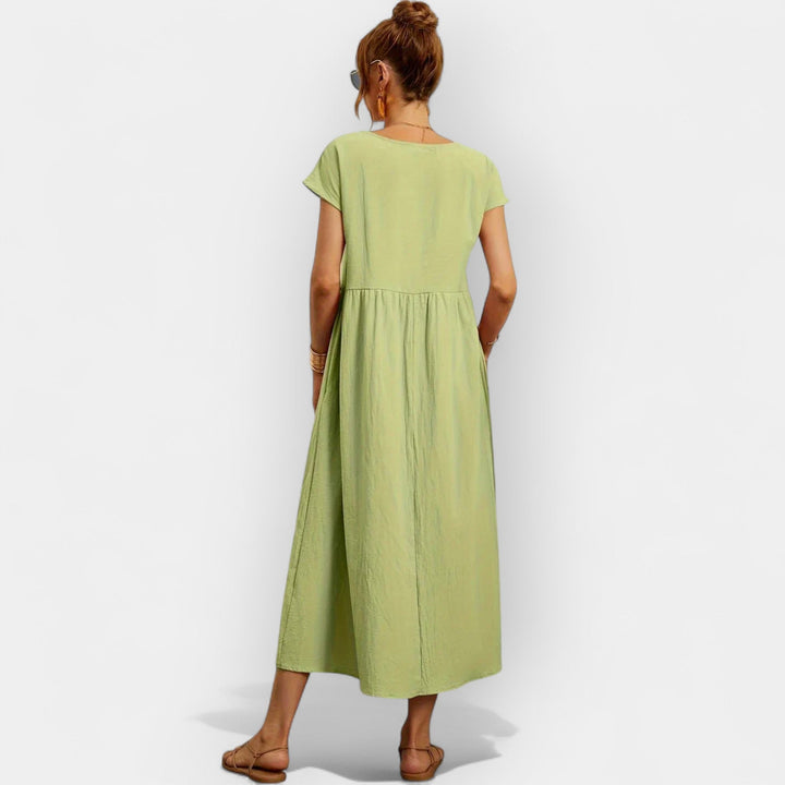 Méabh – Relaxed Cotton Floral Dress with Pockets