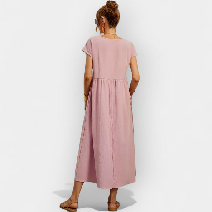 Méabh – Relaxed Cotton Floral Dress with Pockets