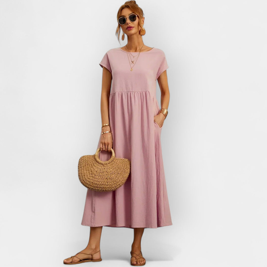 Méabh – Relaxed Cotton Floral Dress with Pockets