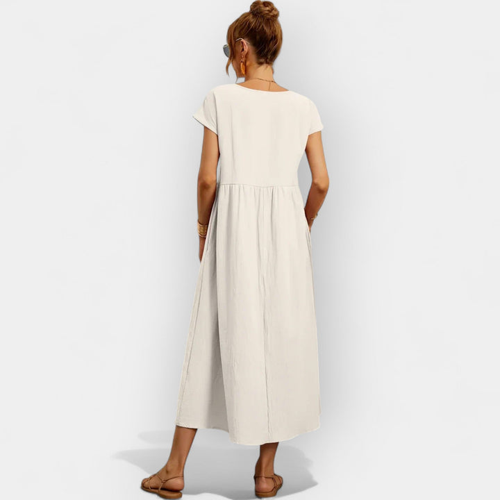 Méabh – Relaxed Cotton Floral Dress with Pockets