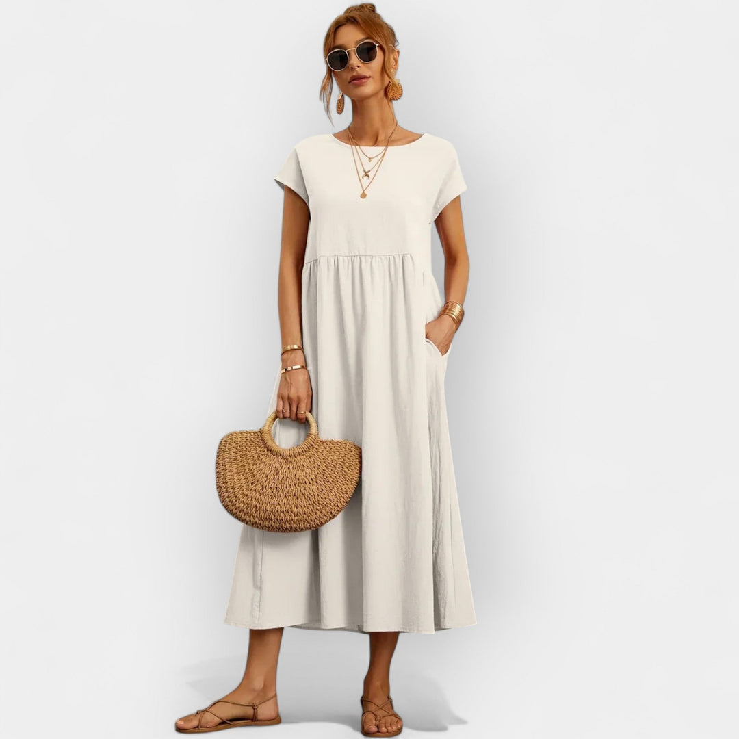 Méabh – Relaxed Cotton Floral Dress with Pockets