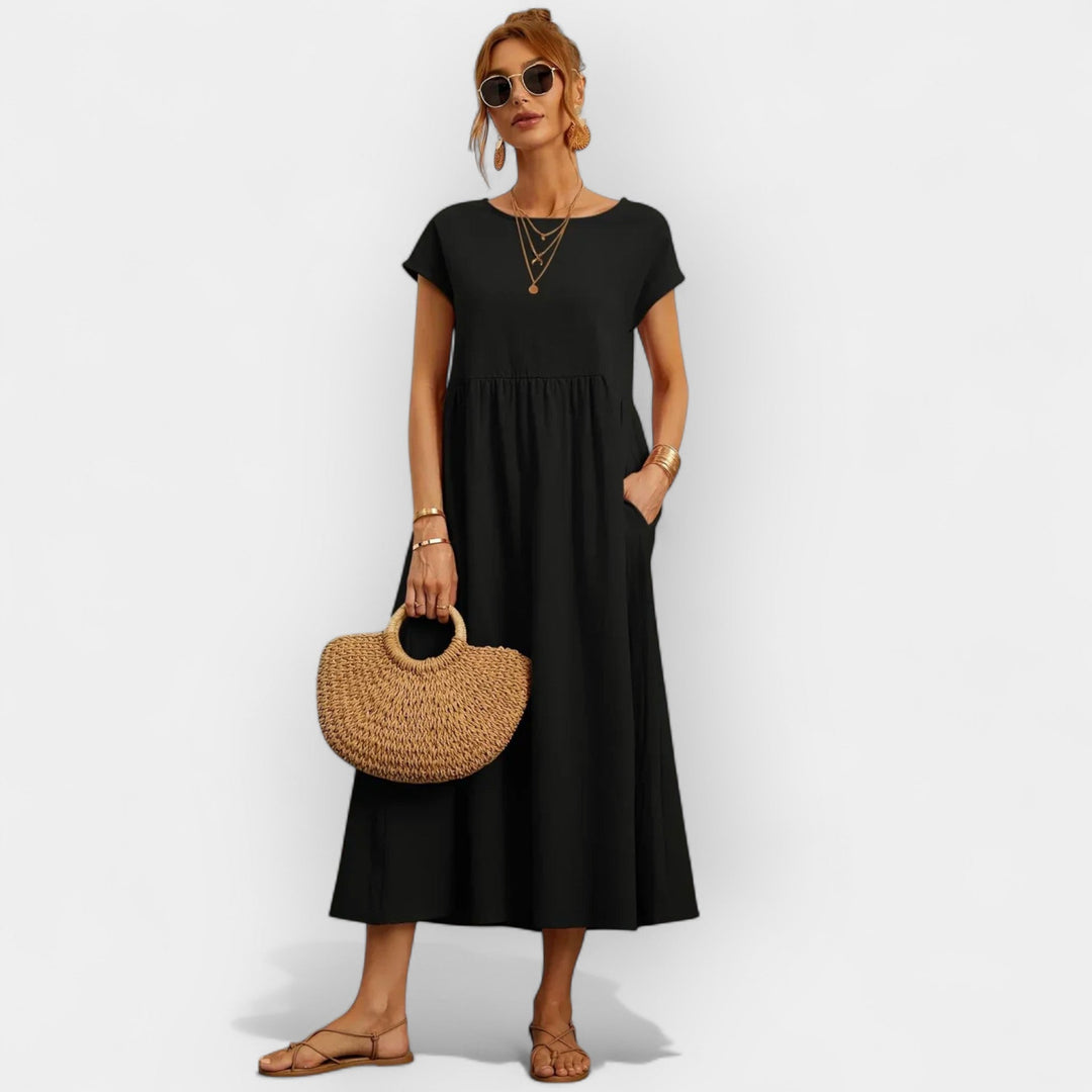 Méabh – Relaxed Cotton Floral Dress with Pockets