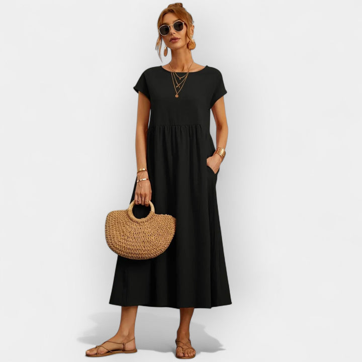 Méabh – Relaxed Cotton Floral Dress with Pockets