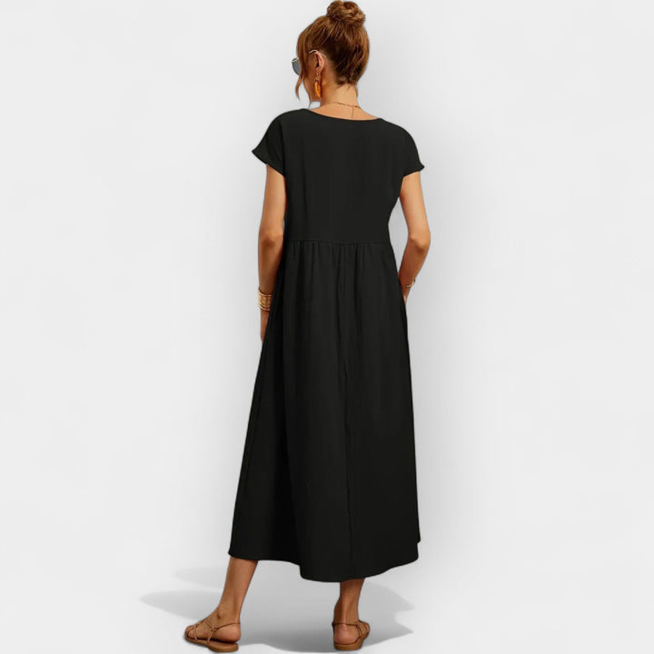 Méabh – Relaxed Cotton Floral Dress with Pockets