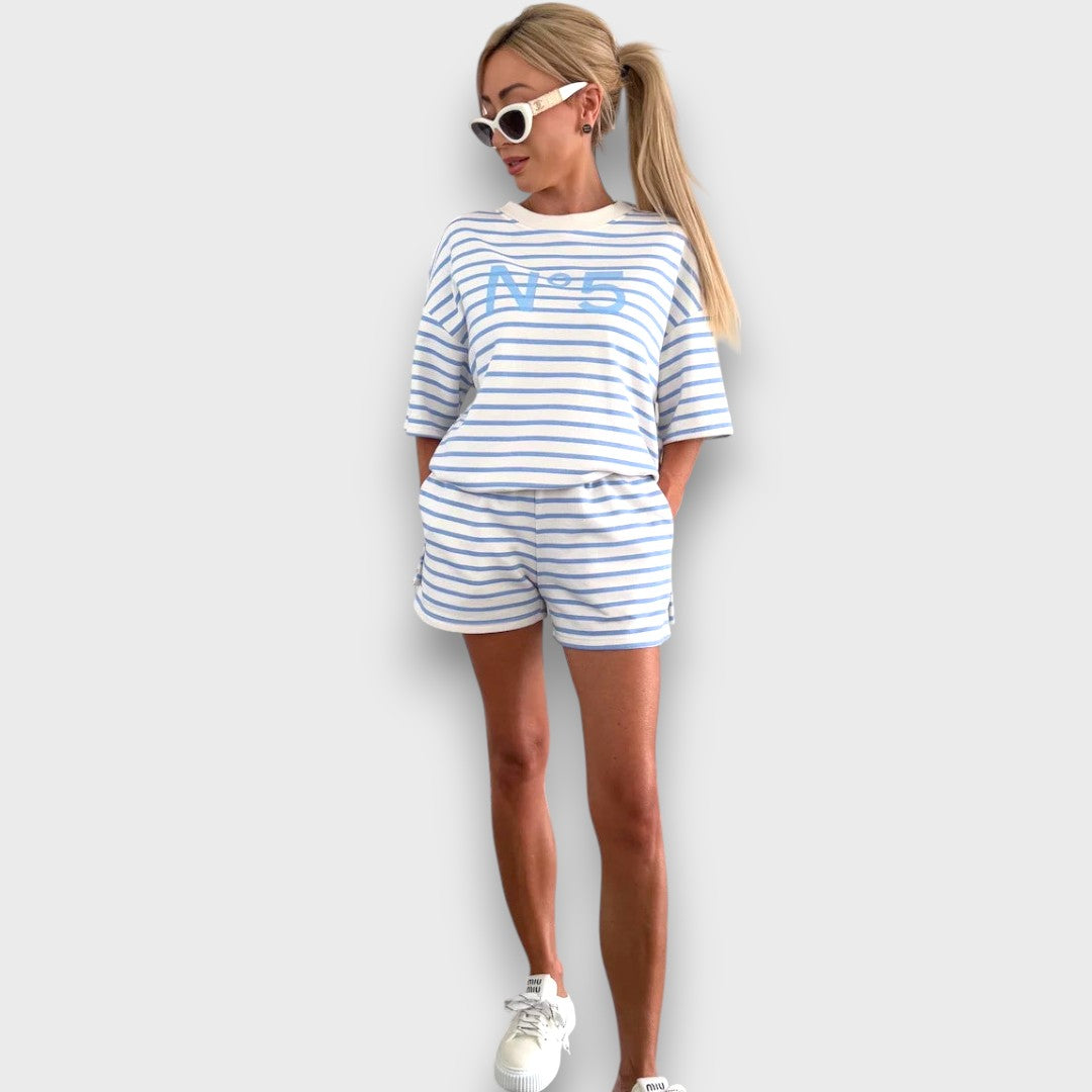 Saoirse – Striped Set with T-Shirt and Shorts