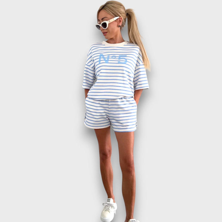 Saoirse – Striped Set with T-Shirt and Shorts
