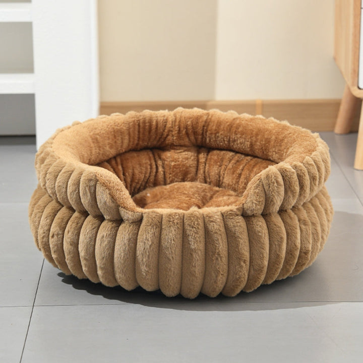 Round Plush Donut Bed for Dogs and Cats
