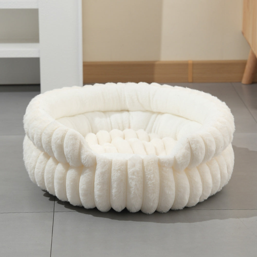 Round Plush Donut Bed for Dogs and Cats
