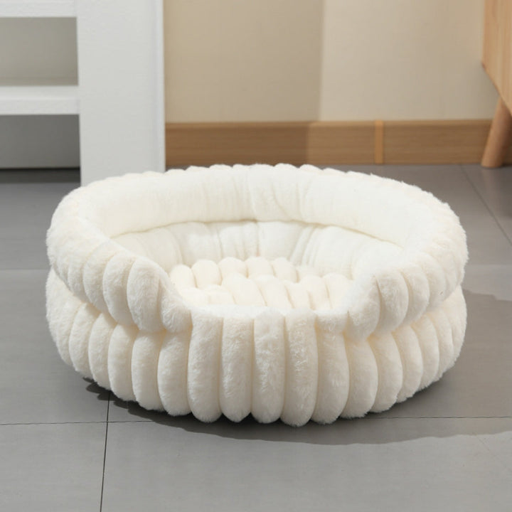 Round Plush Donut Bed for Dogs and Cats