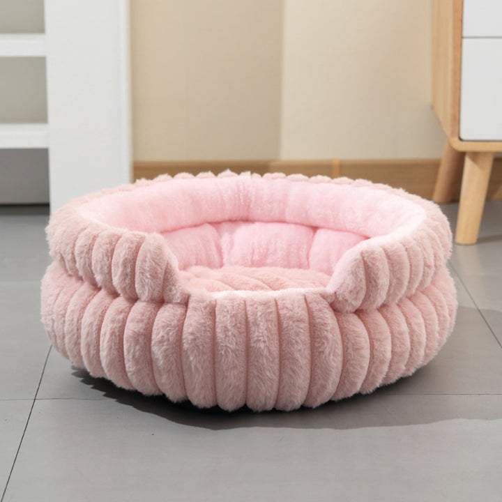Round Plush Donut Bed for Dogs and Cats