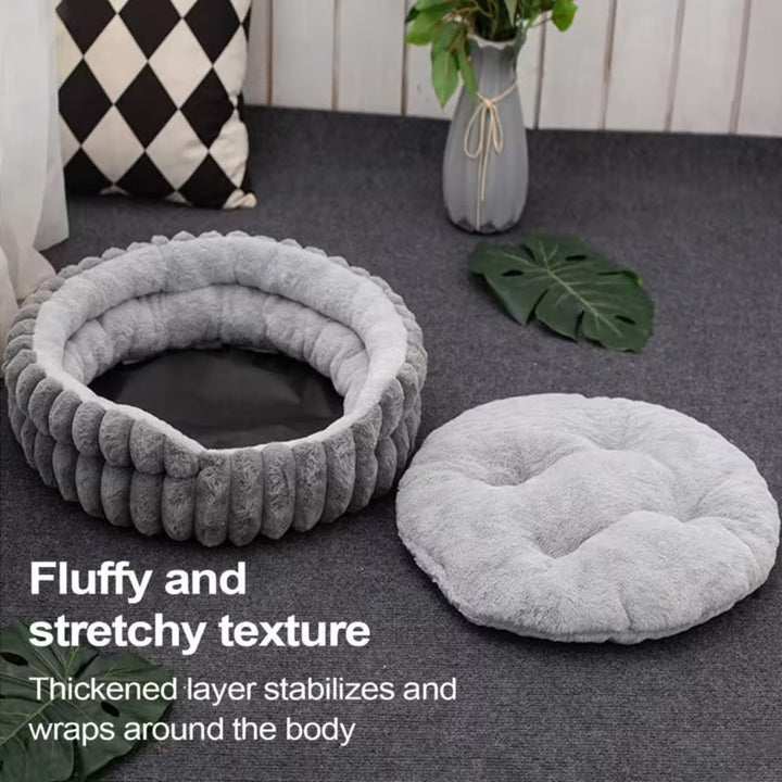 Round Plush Donut Bed for Dogs and Cats