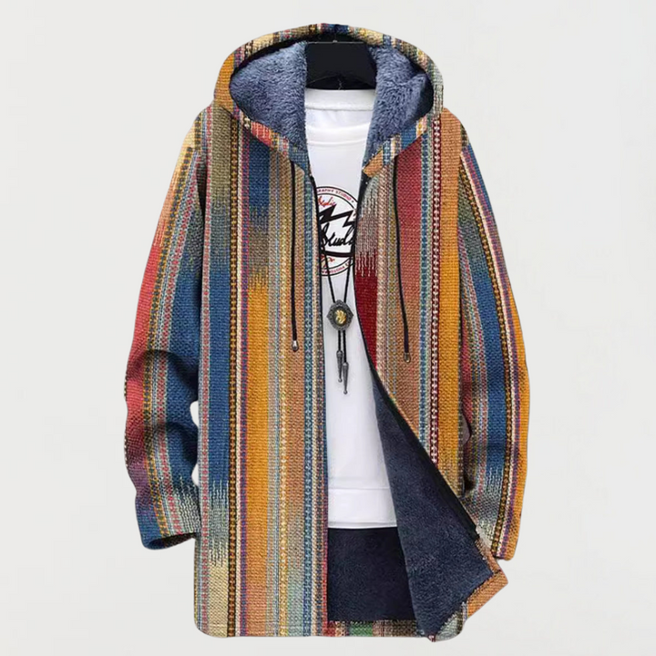 Cait – Hooded Jacket with Artistic Stripe Print