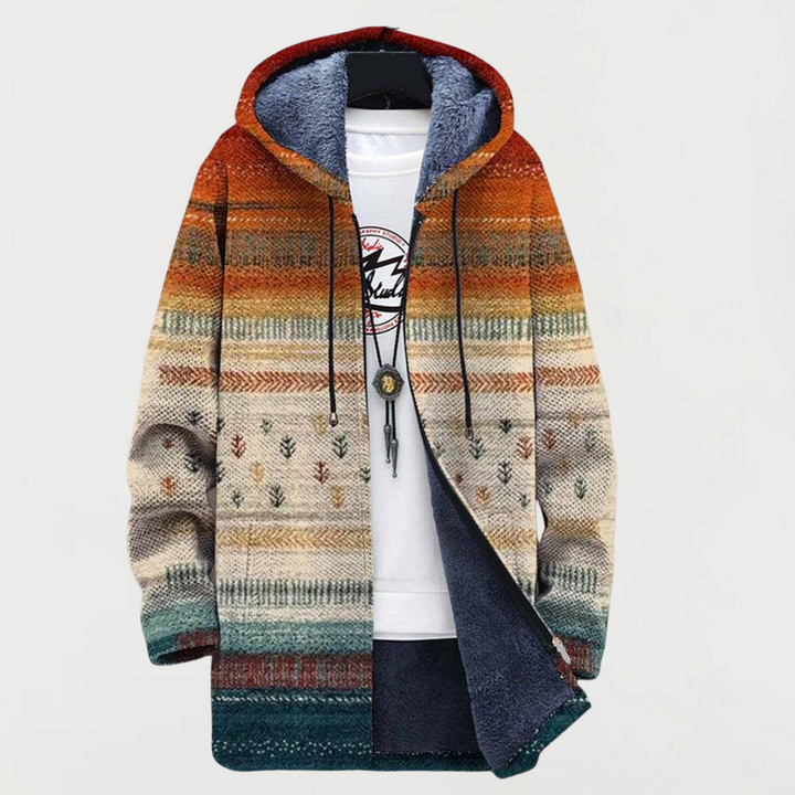 Doireann – Hooded Jacket with Geometric Print