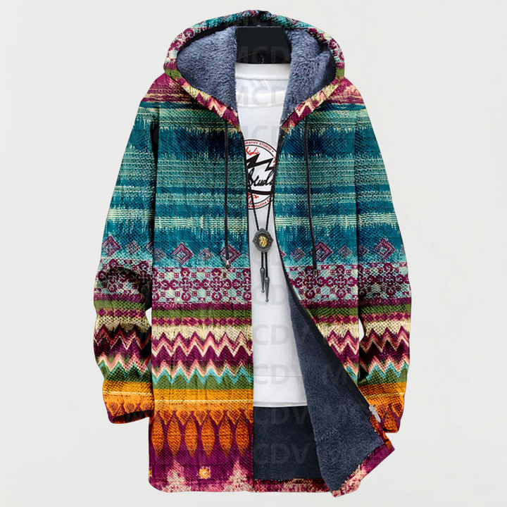 Doireann – Hooded Jacket with Geometric Print