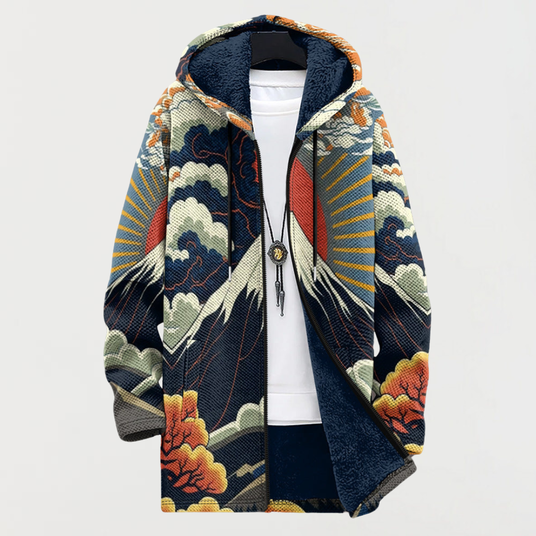 Keeva – Hooded Jacket with Artistic Japanese Print