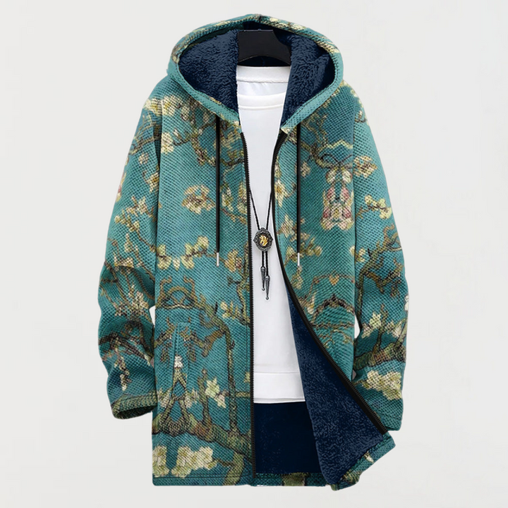 Blathnaid – Hooded Jacket with Artistic Floral Print