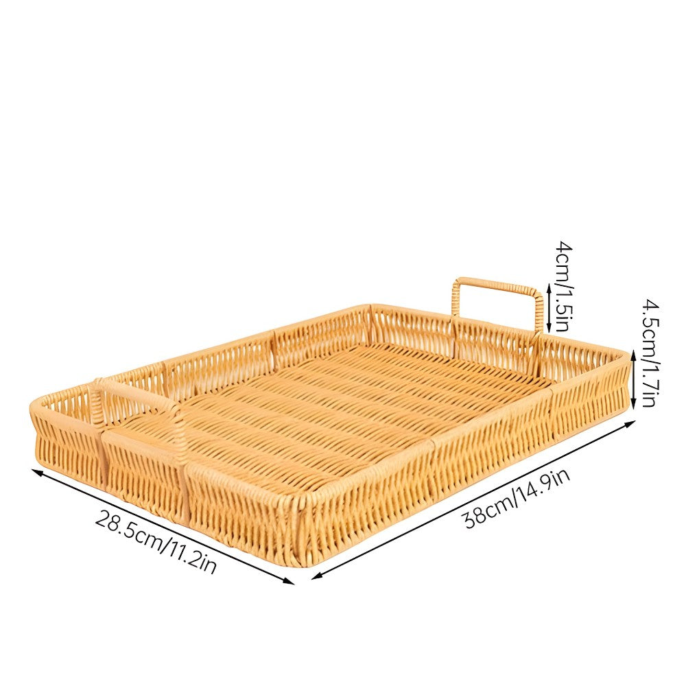 Rattan Serving Trays with Handles (Set)