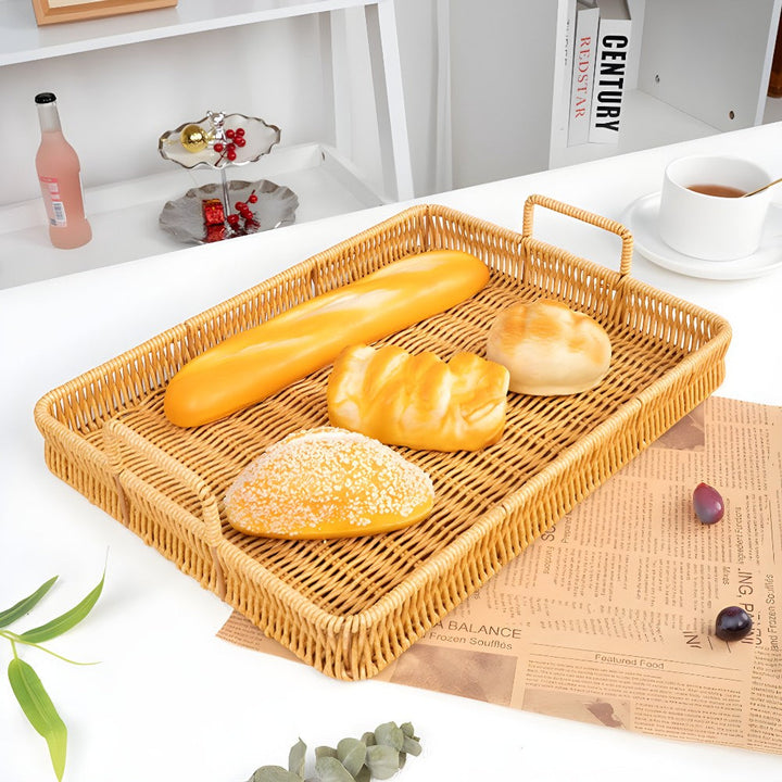 Rattan Serving Trays with Handles (Set)