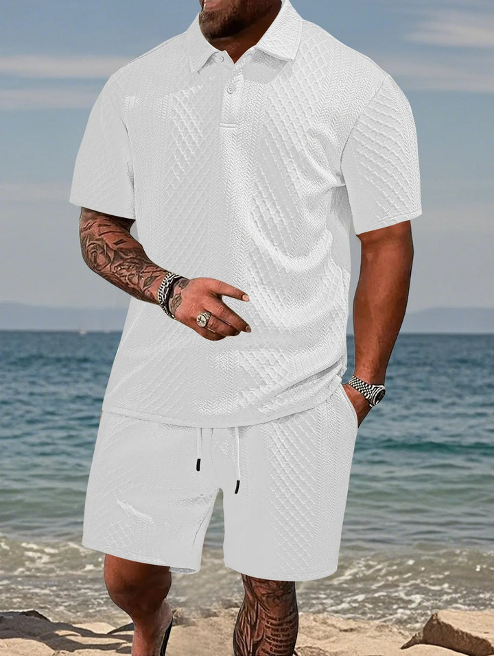 Cormac – Men's Polo and Shorts Set with Jacquard Texture