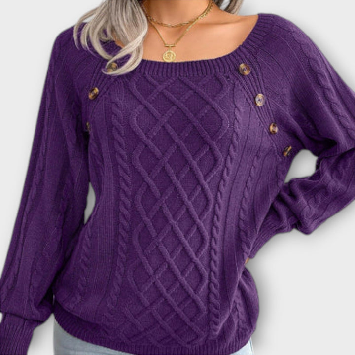 Malia – Knit Sweater with Buttons