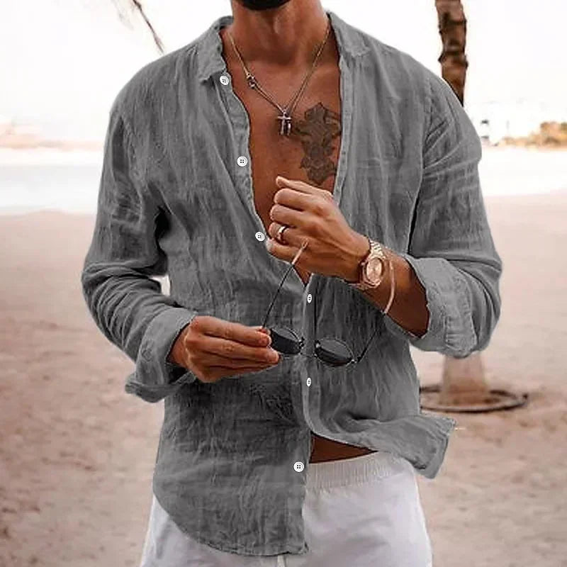 Adam – Loose Cotton-Linen Holiday Shirt