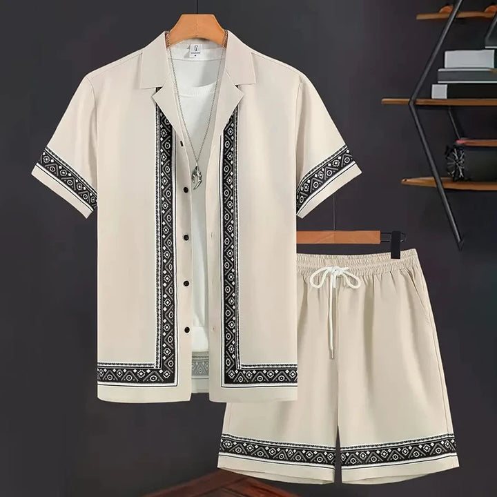 Séamus – Retro Shirt and Shorts Set with Ethnic Pattern