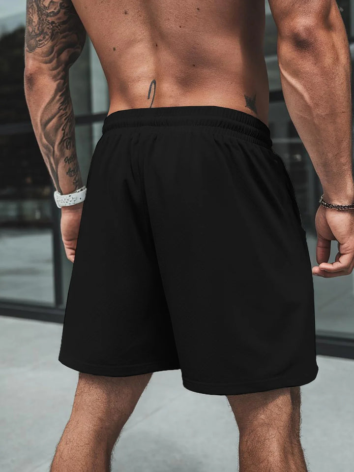 Cillian – Sports Shorts with Slogan and Elastic Waist