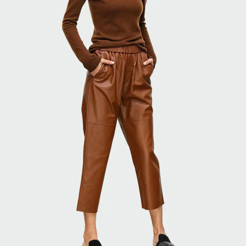 Éabha – Black Leather-Look Trousers