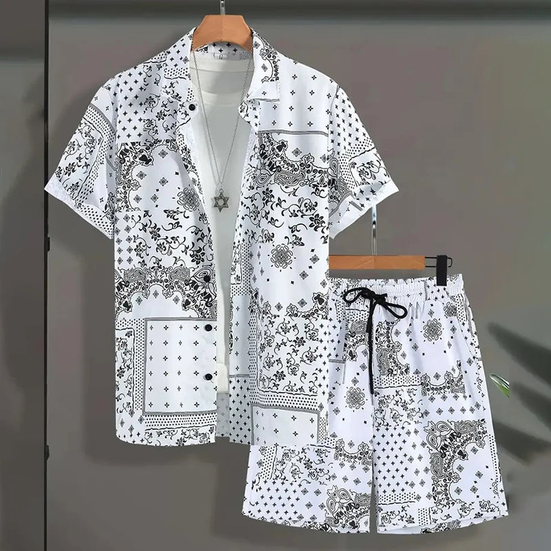 Séamus – Retro Shirt and Shorts Set with Ethnic Pattern