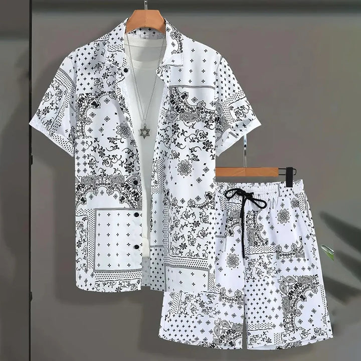 Séamus – Retro Shirt and Shorts Set with Ethnic Pattern