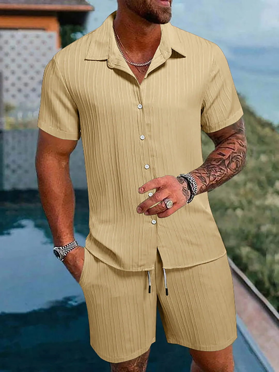 Oliver – Shirt and Shorts Set with Textured Fabric