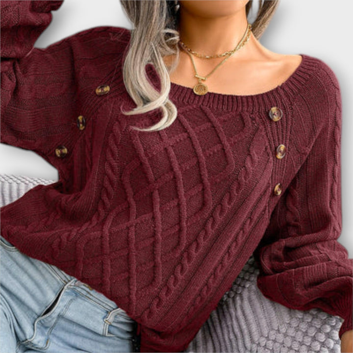 Malia – Knit Sweater with Buttons