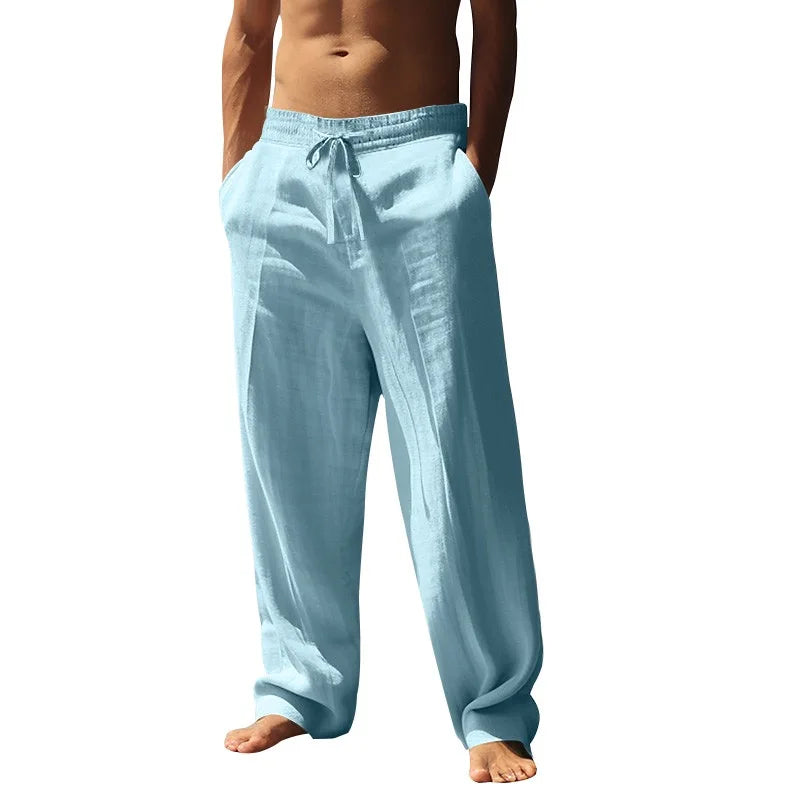 Radek – Loose Cotton-Linen High-Waisted Trousers