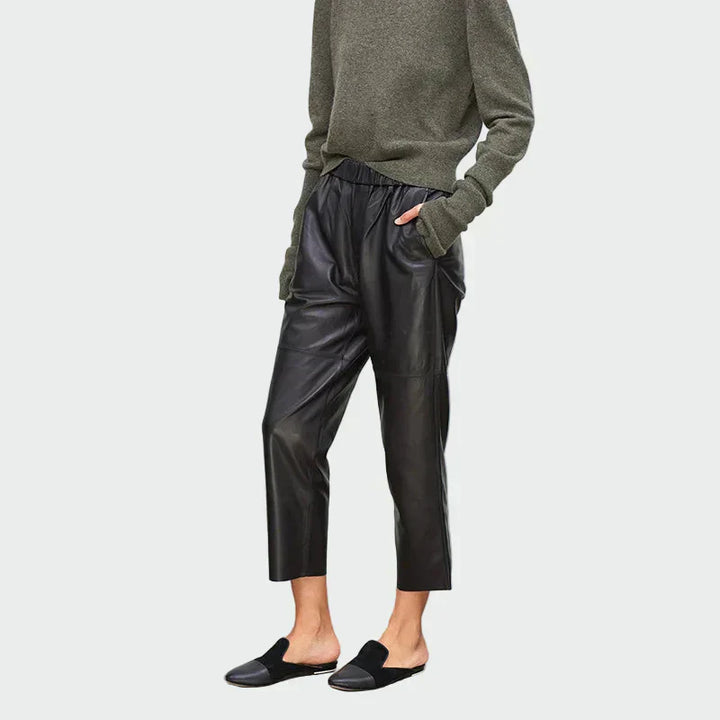 Éabha – Black Leather-Look Trousers