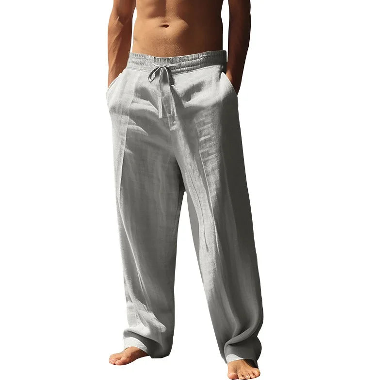 Radek – Loose Cotton-Linen High-Waisted Trousers