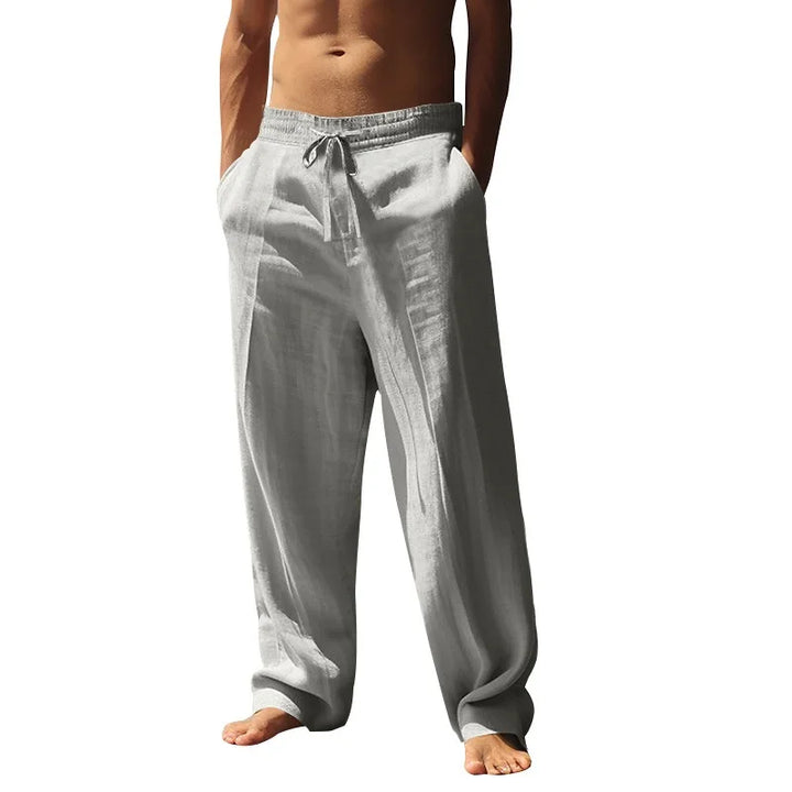 Radek – Loose Cotton-Linen High-Waisted Trousers