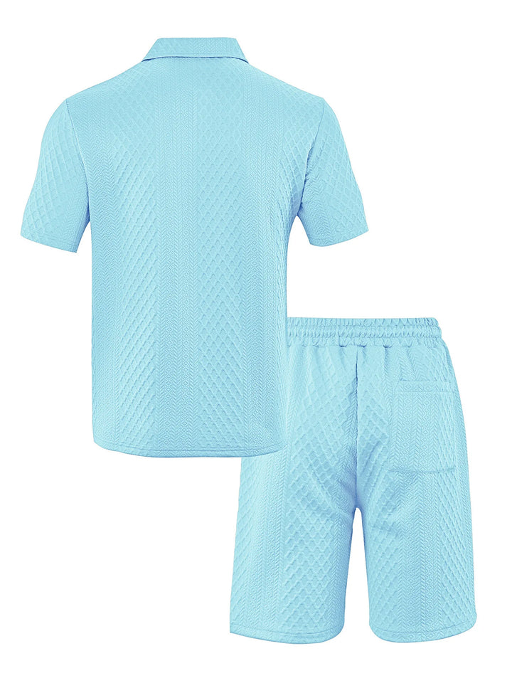Cormac – Men's Polo and Shorts Set with Jacquard Texture