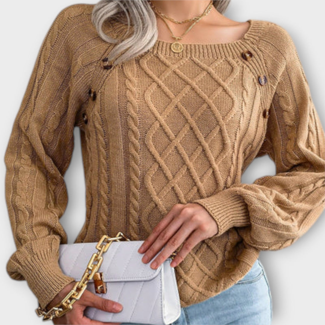 Malia – Knit Sweater with Buttons