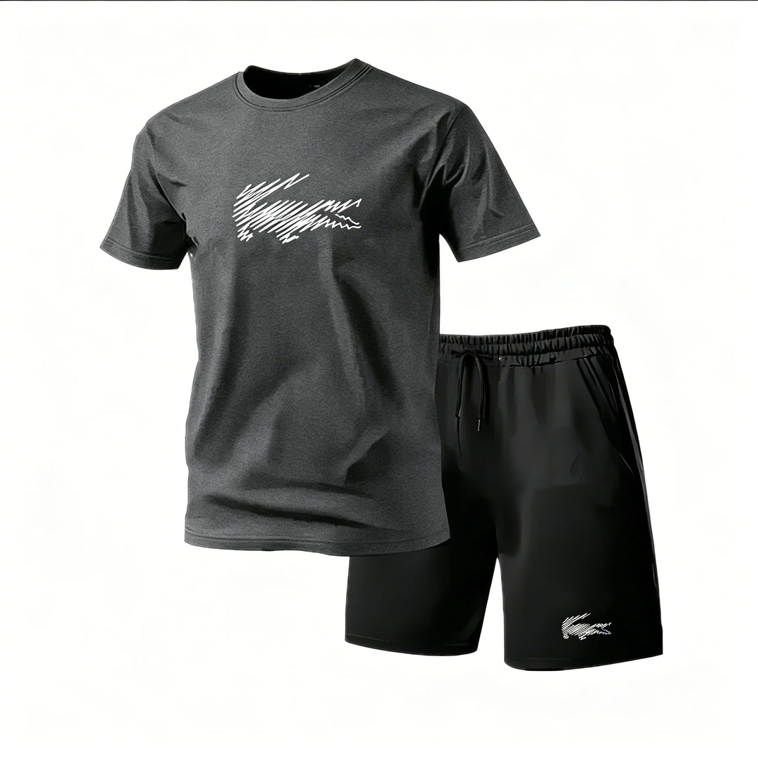 Ruairí – Sports Set with Graphic Print – T-Shirt and Shorts