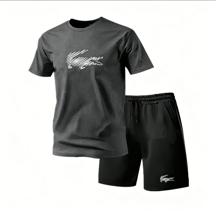 Ruairí – Sports Set with Graphic Print – T-Shirt and Shorts