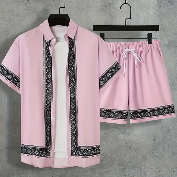 Séamus – Retro Shirt and Shorts Set with Ethnic Pattern