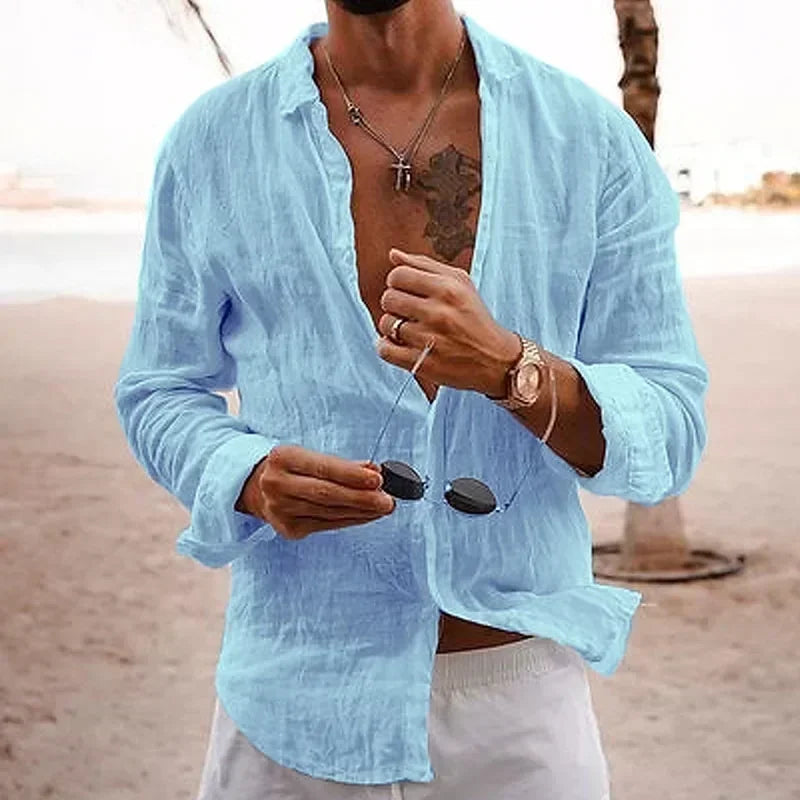 Adam – Loose Cotton-Linen Holiday Shirt