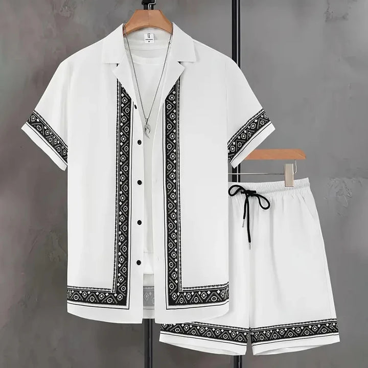 Séamus – Retro Shirt and Shorts Set with Ethnic Pattern