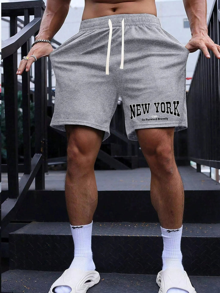 Cillian – Sports Shorts with Slogan and Elastic Waist