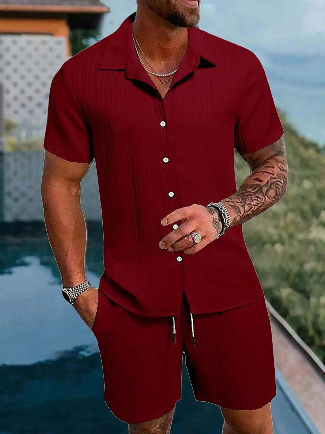 Oliver – Shirt and Shorts Set with Textured Fabric