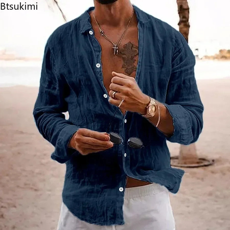 Adam – Loose Cotton-Linen Holiday Shirt