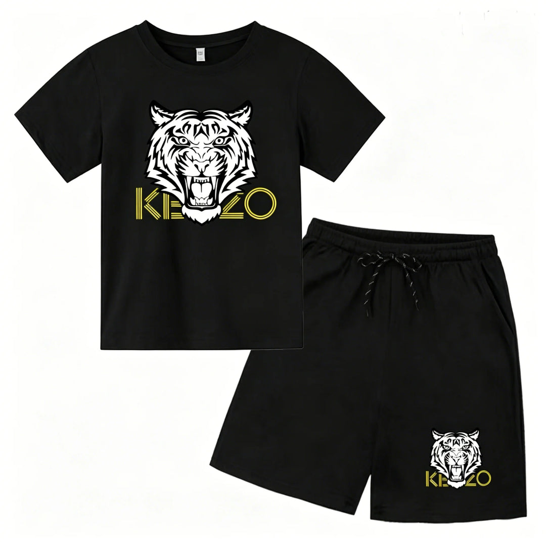 Conor – Tiger-Print Sports Set – T-Shirt and Shorts