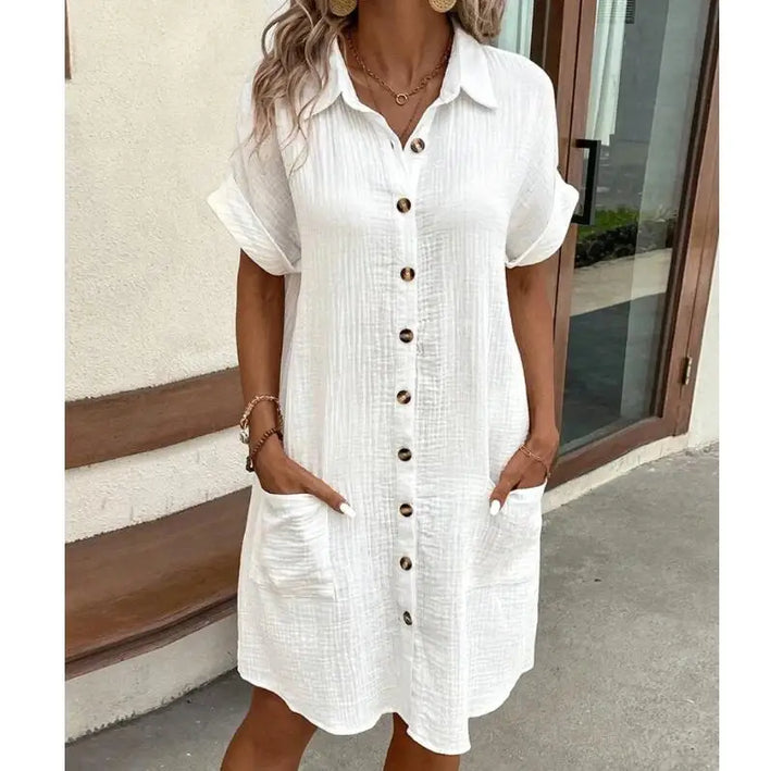 Petra – Shirt Dress with Buttons and Collar